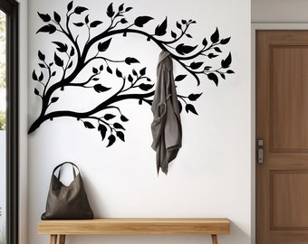 Perchero de pared extragrande con forma de rama de árbol, organizador moderno para entrada, ganchos decorativos, perchero para sombreros, ganchos de pared únicos, perchero Farmfouse