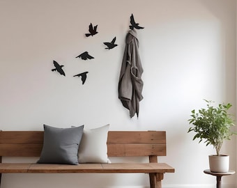 Ganchos de abrigo de pared Conjunto de pájaros de 3 o 6 pájaros Gancho de pájaro de entrada Perchero único Perchero de metal Arte de pared Amante de los pájaros Ganchos de animales Lindos regalos de gancho