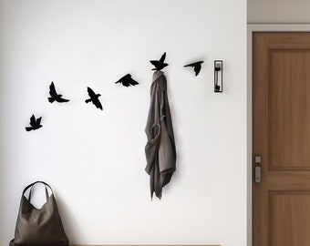 Juego de 3 o 6 ganchos decorativos de pájaros para organización del hogar, decoración de pared, ganchos de pared decorativos de pájaros para un toque único