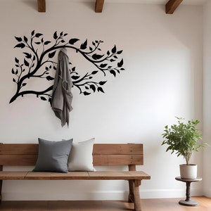 Tree Branch Metal Wall Art: Entryway Coat Hooks, Nature Decor