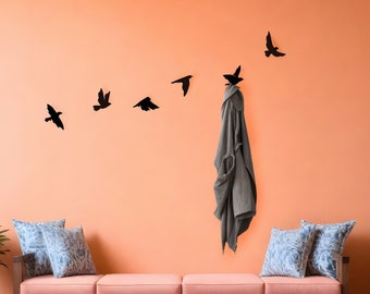 Cadeau pour des amis, lot de 3 ou 6 oiseaux pour organiser la maison, décoration murale, oiseau, crochets muraux pour les amoureux des oiseaux