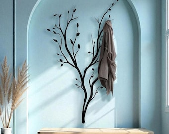 Perchero de pared extragrande con forma de rama de árbol, organizador moderno para entrada, ganchos decorativos de pared, soporte para bolsos, perchero para sombreros, ganchos de pared únicos