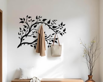 Perchero de pared extragrande con forma de rama de árbol, organizador moderno para entrada, ganchos decorativos, soporte para bolsos, perchero para sombreros, ganchos de pared únicos, perchero para sombreros