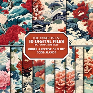 Traditionelles Japanisch, Japanse-Stil, nahtloses Muster, digitale nahtlose Datei, digitale Dateien, japanisches nahtloses Muster