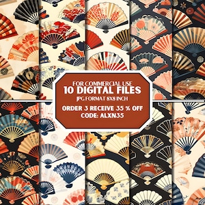 Japanische Fächer Musterdesign,Japanese Style,Seamless Pattern, Digitale Seamless Datei,Digitale Dateien,300 DPI, Japanisches Seamless Pattern