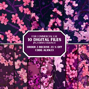 Cherry Blossom, Japanse Style, Seamless Pattern, Digital Seamless File, Digital Files, Japanese Seamless Pattern