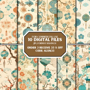 Lunar New Year Chinese Seamless Pattern , Chinese Seamless Pattern , 300 DPI, Commercial use