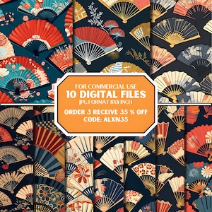 Japanische Fächer Musterdesign,Japanese Style,Seamless Pattern, Digitale Seamless Datei,Digitale Dateien,300 DPI, Japanisches Seamless Pattern