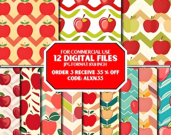 Apples Seamless Pattern, Digital Paper, Digital Seamless File, 300 DPI | for commercial use