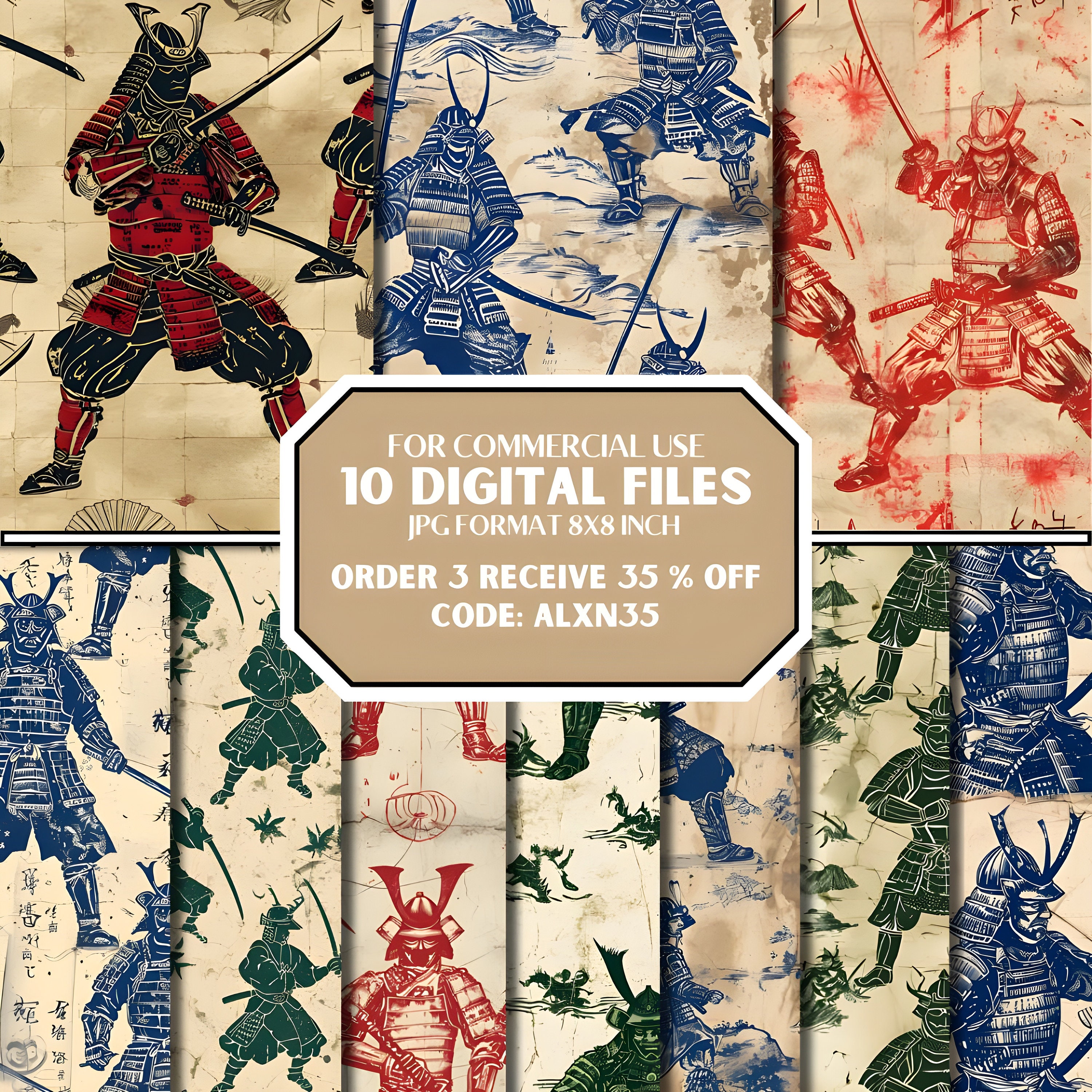 Japanese Samurai Seamless Pattern, Japanse Style, Seamless Pattern ...