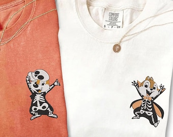 Embroidered Chip N Dale Skeleton Halloween Shirt, Disney Double Trouble Vampire Tee, Disneyland Halloween Party 2026, Disneyword Family Trip
