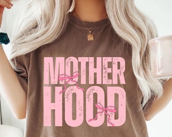 Comfort Colors® Motherhood Coquette Shirt, Mother Hood Shirt, Funny Mom Sarcastic Mama Shirt, Mom Shirt, Mothers Day Shirt, Cool Mom Club