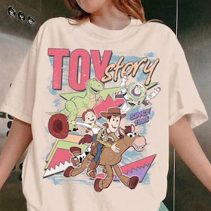 Disney Toy Story 1995 Retro Comfort Colors Shirt, Woody Buzz Lightyear Rex Tee, WDW Disneyland Family Vacation 2026 Trip, Disney Pixar Fest Ivory