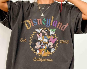 Retro Disneyland California Comfort Color Shirt, Disneyland Est 1955 Shirt, Mickey And Friends Shirt, Disney Vacation Tee, Disney Gift Shirt