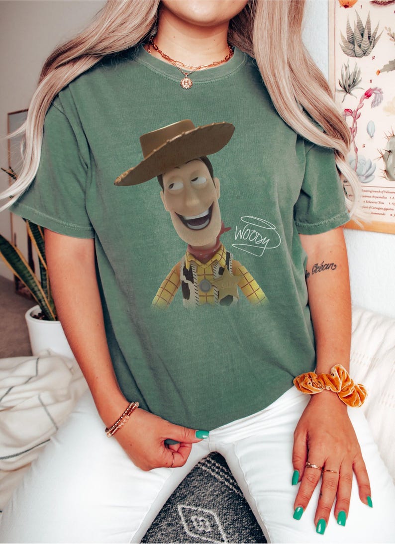 Funny Woody Toy Story Tshirt, Woody Shirt For Men Women, Pixar Tee, Animation Tee Shirt, Movie Lover Gift, Disneyland Trip Shirt Moss/Military Green