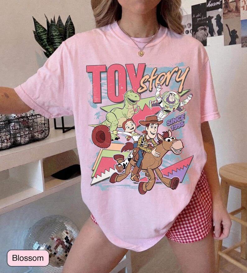Disney Toy Story 1995 Retro Comfort Colors Shirt, Woody Buzz Lightyear Rex Tee, WDW Disneyland Family Vacation 2026 Trip, Disney Pixar Fest Blossom