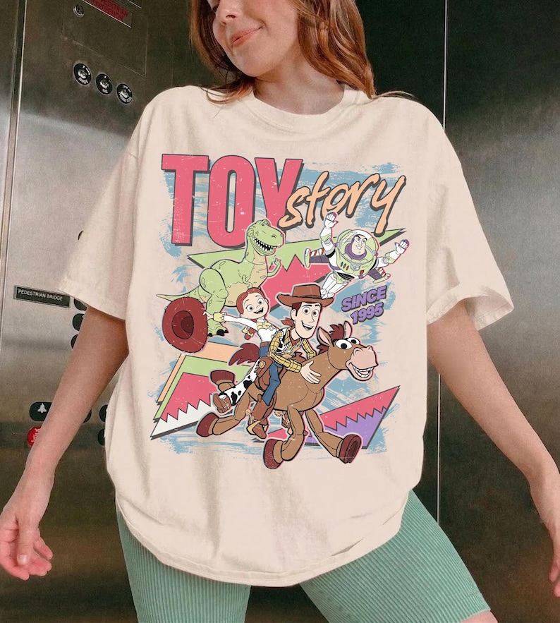 Disney Toy Story 1995 Retro Comfort Colors Shirt, Woody Buzz Lightyear Rex Tee, WDW Disneyland Family Vacation 2026 Trip, Disney Pixar Fest Ivory