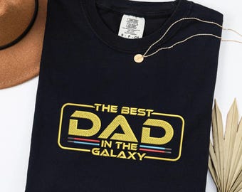 Disney Star Wars Dad Embroidered Washed T-Shirt, The Best Dad in the Galaxy Tee, Father's Day Gift, Magic Kingdom Outfit, Retro Disney Gift