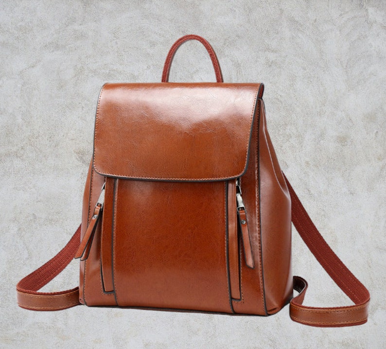 Genuine Leather Backpack Convertible Shoulder Bag Womens Etsy
