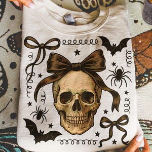 Bow Skull Halloween PNG, Spooky Bow Skull Sublimation, Spooky Fall Clipart, Halloween Shirt Design, Halloween Skull Png, Coquette Bow Png