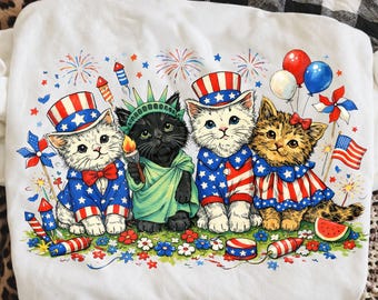 Patriotic Cat Png, 4th of July Cat Png, America Flag Cat Png, USA Png, Patriotic Shirt Png, Red White And Meow Png, Cat Lovers Png