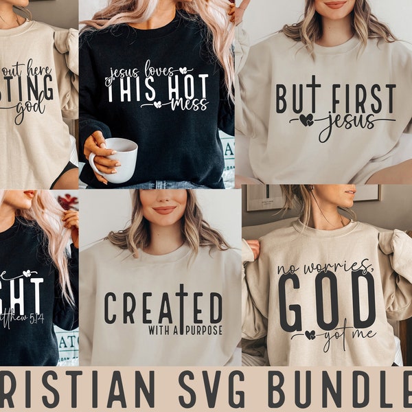Boho Christian SVG Bundle, religiöser Jesus PNG-Dateien (Digital Download)