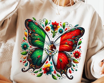 Mexico Butterfly Flag PNG, Sublimation Design (Digital Download)