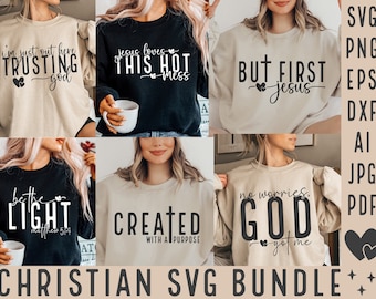 Boho Christian SVG Bundle, Religious Jesus PNG Files (Digital Download)