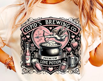 Retro Cupid's Brewing Co PNG, Valentine's Day Sublimation (Digital Download)