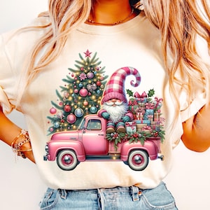 Christmas Pink Gnome PNG, Christmas Gnome Truck Png, Christmas Png, Christmas Sublimation, Xmas Gnome Png, Merry Christmas PNG,Gnome Clipart