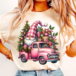 Christmas Pink Gnome PNG, Christmas Gnome Truck Png, Christmas Png, Christmas Sublimation, Xmas Gnome Png, Merry Christmas PNG,Gnome Clipart