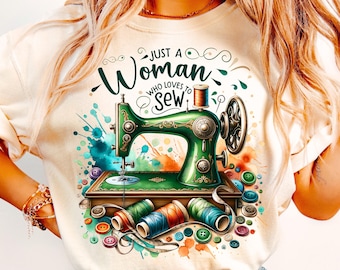 Sewing Woman PNG, Sewing Machine Design, Crafting Clipart (Digital Download)
