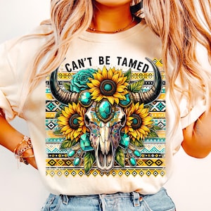 Boho Floral Bull Skull PNG, Boho Cow Skull, Can't Be Tamed PNG, Floral Cow Skull Western PNG, Wild West Png, Boho Cowgirl Png, Aztec Png