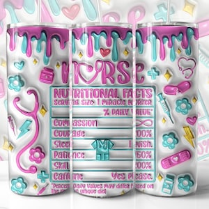 3D Nurse Inflated Tumbler Wrap Png, Nurse Affirmations 20oz Skinny Tumbler Sublimation Design, Nurse Puffy Tumbler Wrap PNG,Digital Download