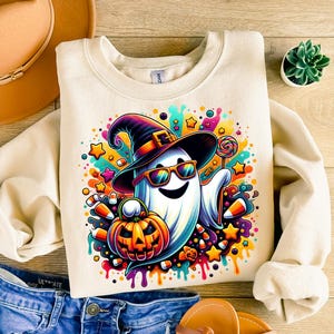 Halloween Ghost PNG, Cute Ghost Png, Halloween Png, Retro Halloween Png, Fall Png, Pumpkin Png, Spooky Png, Boo Png, Sublimation Designs