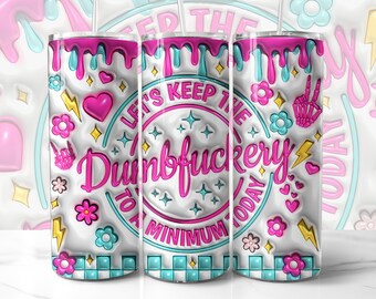 Funny Tumbler Wrap PNG, 3D Inflated Design (Digital Download)