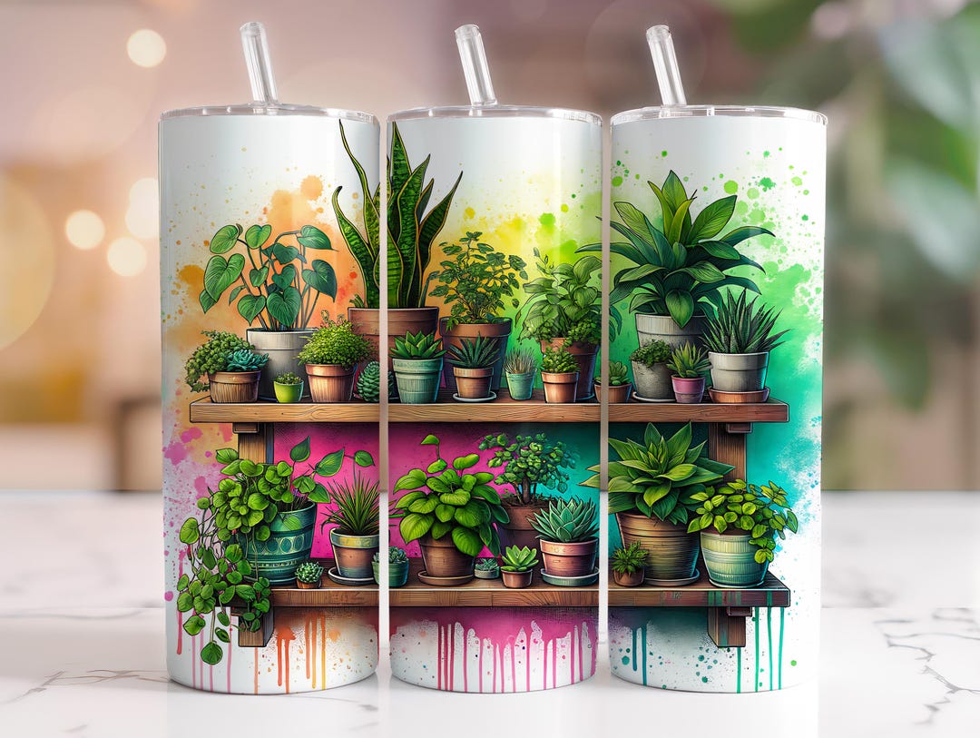 Plant Tumbler Wrap, Succulents, 20 Oz Skinny Tumbler Sublimation Design ...
