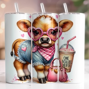 One Boujee Heifer Tumbler Wrap, Funny Cow Tumbler Wrap, 20 Oz Skinny Tumbler Sublimation Design, Cow Coffee Tumbler Wrap, Digital Download