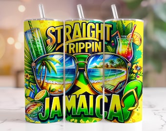 Jamaica Tumbler Wrap, Vacation Design (PNG Digital Download)