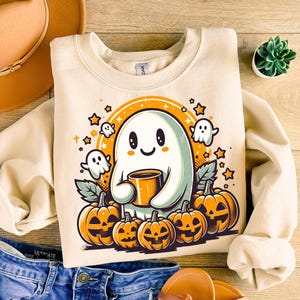 Halloween Ghost PNG, Cute Ghost Png, Halloween Png, Retro Halloween Png, Fall Png, Pumpkin Png, Spooky Png, Boo Png, Sublimation Designs