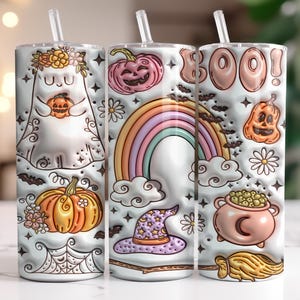 3D Inflated Halloween Tumbler Wrap, Halloween 20 oz Skinny Tumbler Sublimation Design, Halloween Puffy Tumbler Wrap PNG, Spooky Tumbler Wrap