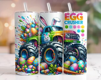 Egg Crusher Tumbler Wrap, 20 oz Skinny Tumbler Sublimation Png, Easter Eggs Tumbler, Bunny Tumbler Wrap, Easter Tumbler Wrap, Truck Tumbler