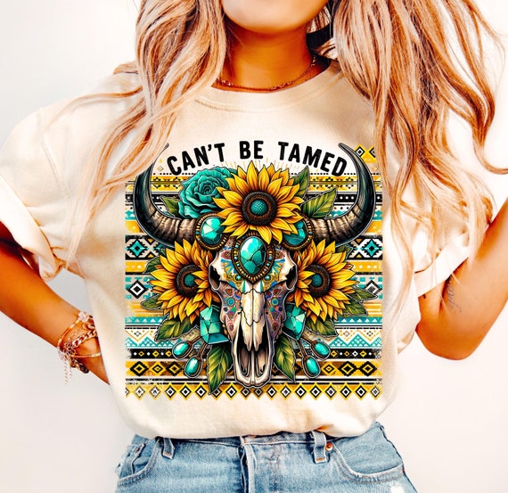 Boho Floral Bull Skull PNG, Western Cowgirl Art (Digital Download)