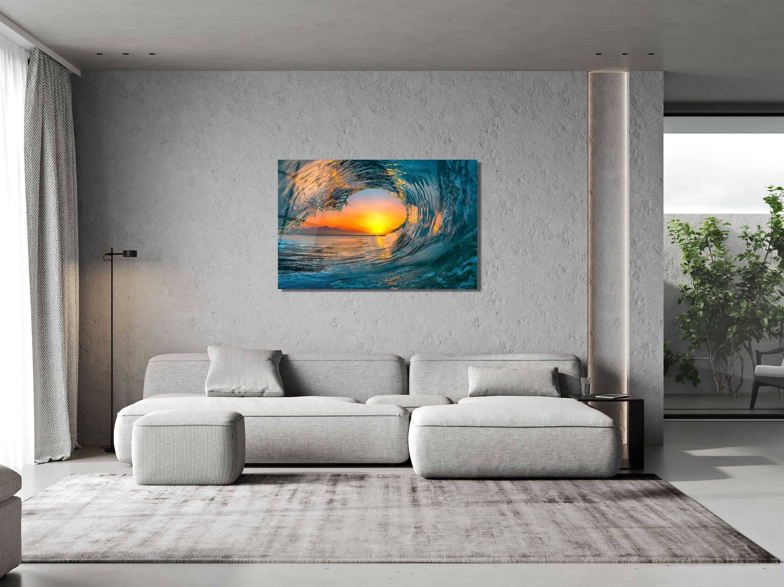 Tempered Glass Wall Painting Ocean Art Decor Large, Home&office Glass