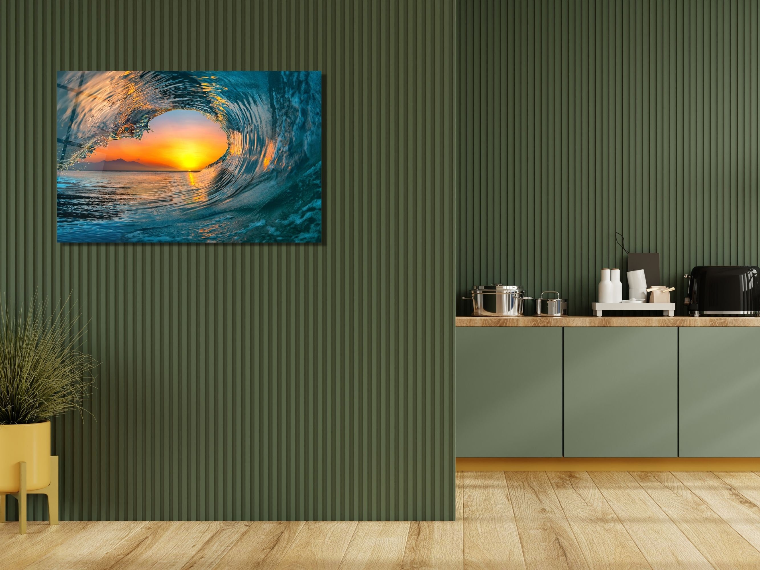 Tempered Glass Wall Painting Ocean Art Decor Large, Home&office Glass