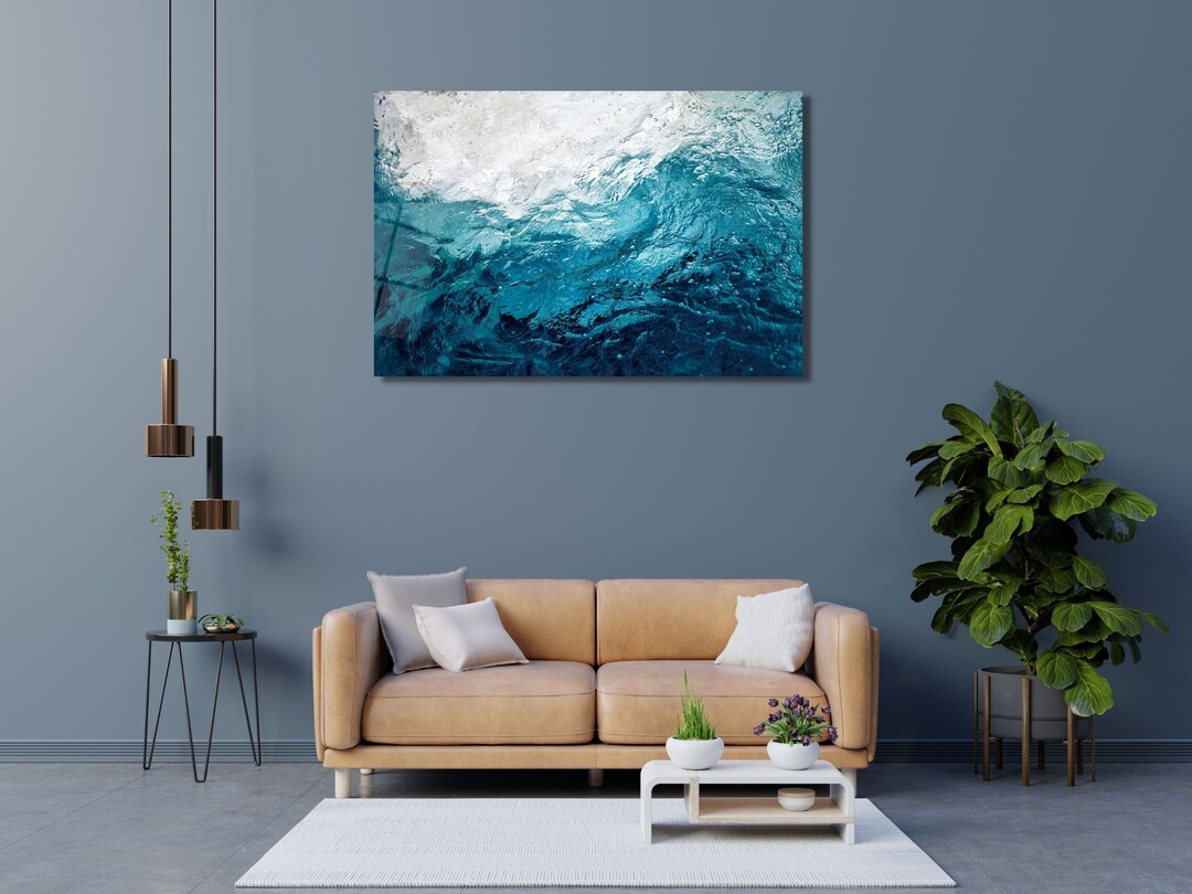 Tempered Glass Wall Painting Ocean Art Decor Large Etsy