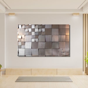 3d Tempered Glass Wall Art-gold tiles wall art -Glass printed Oversized office Wall Decor-Abstract Wall Art- Fractal Art-Colorful Wall Art