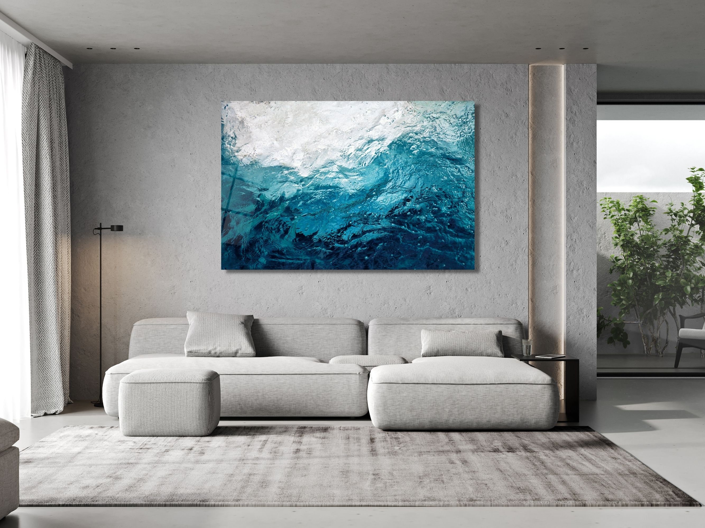 Tempered Glass Wall Painting Ocean Art Decor Large, Home&office Glass ...
