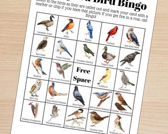 Bingo de aves de patio (35 cartones únicos)