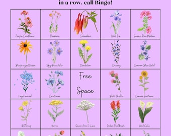 Wildflower Bingo (35 Unique Cards)